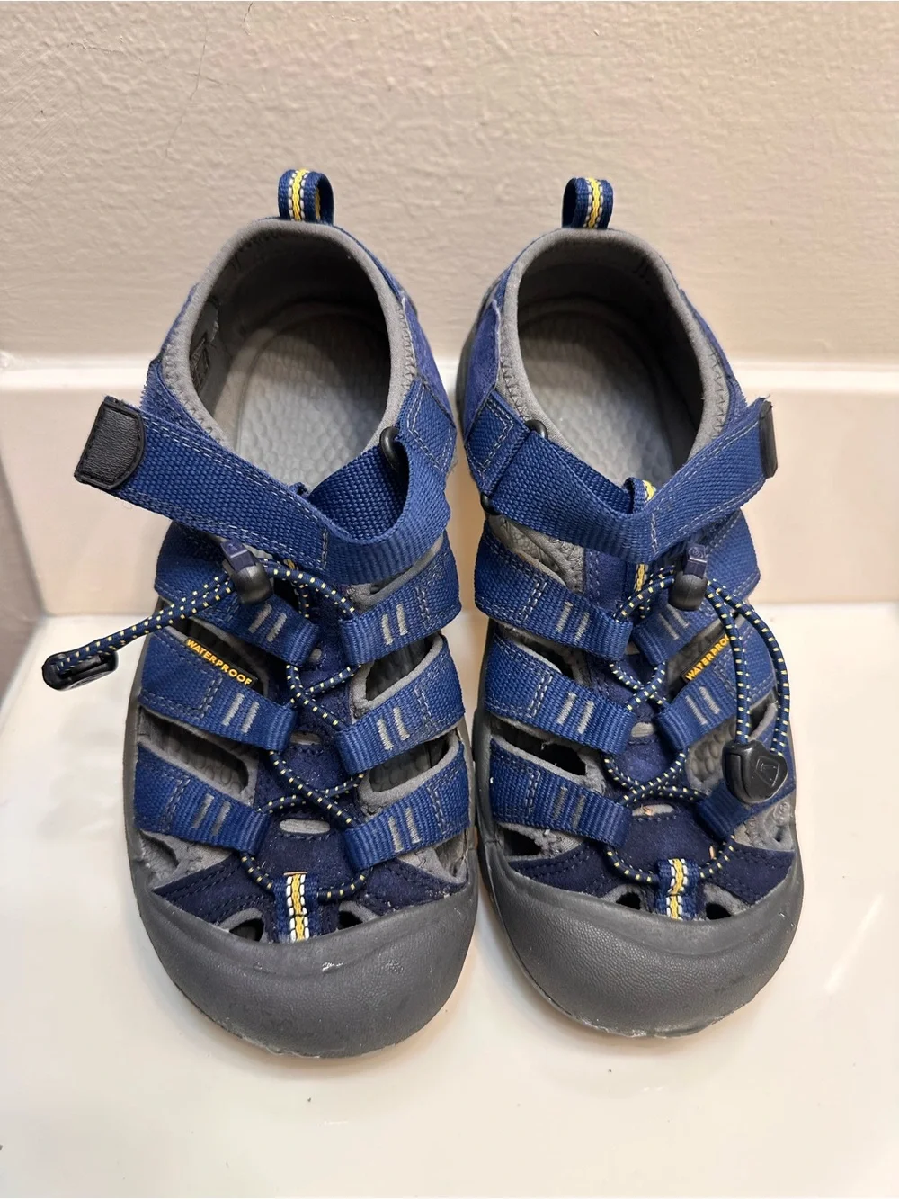Keen Kids Navy Blue Water Shoes with Gray Soles